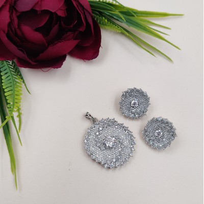 Gleaming White Stone American Diamond Locket Set 